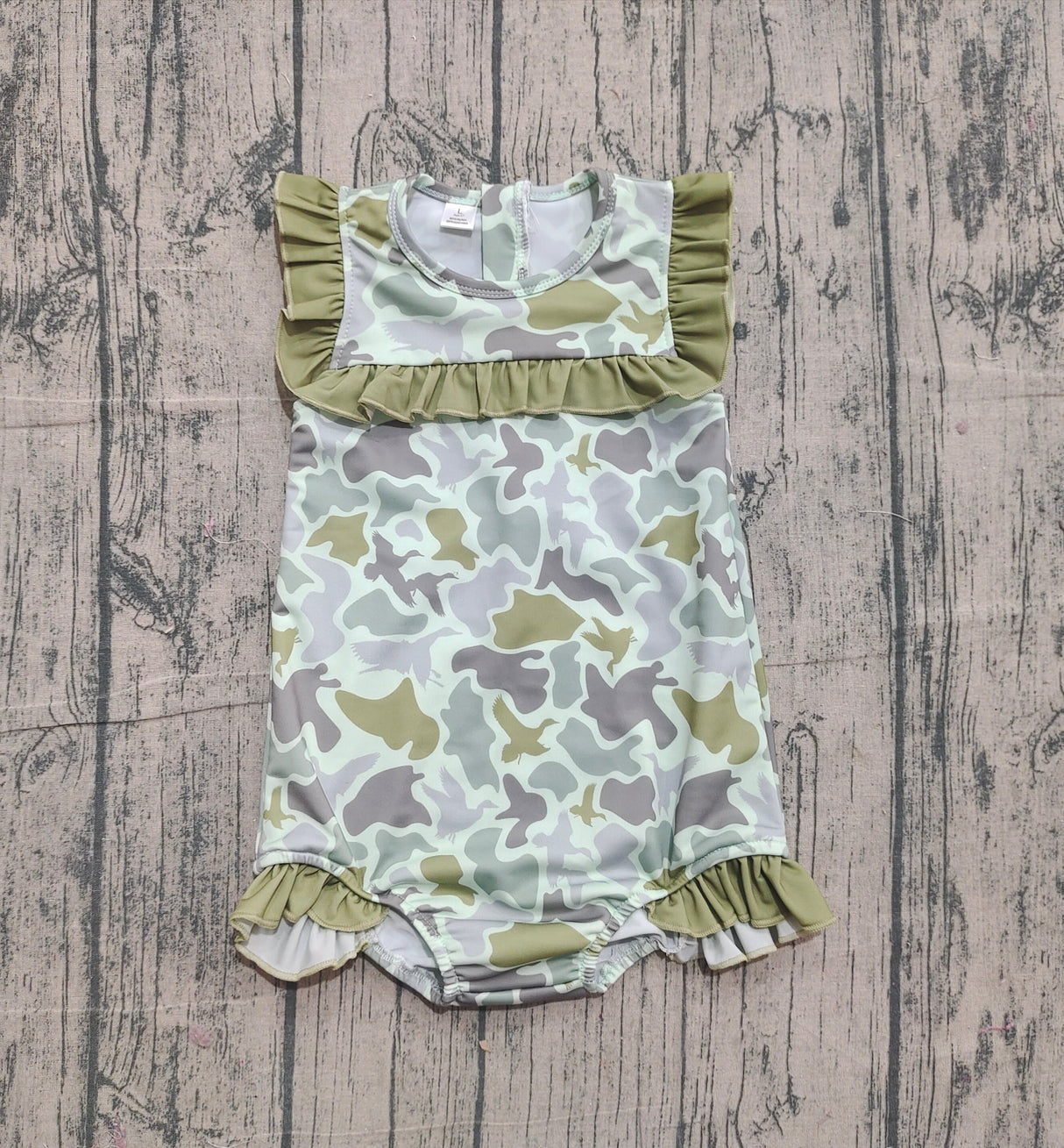 Ruffle camo duck hunting baby girls one piece swimsuit