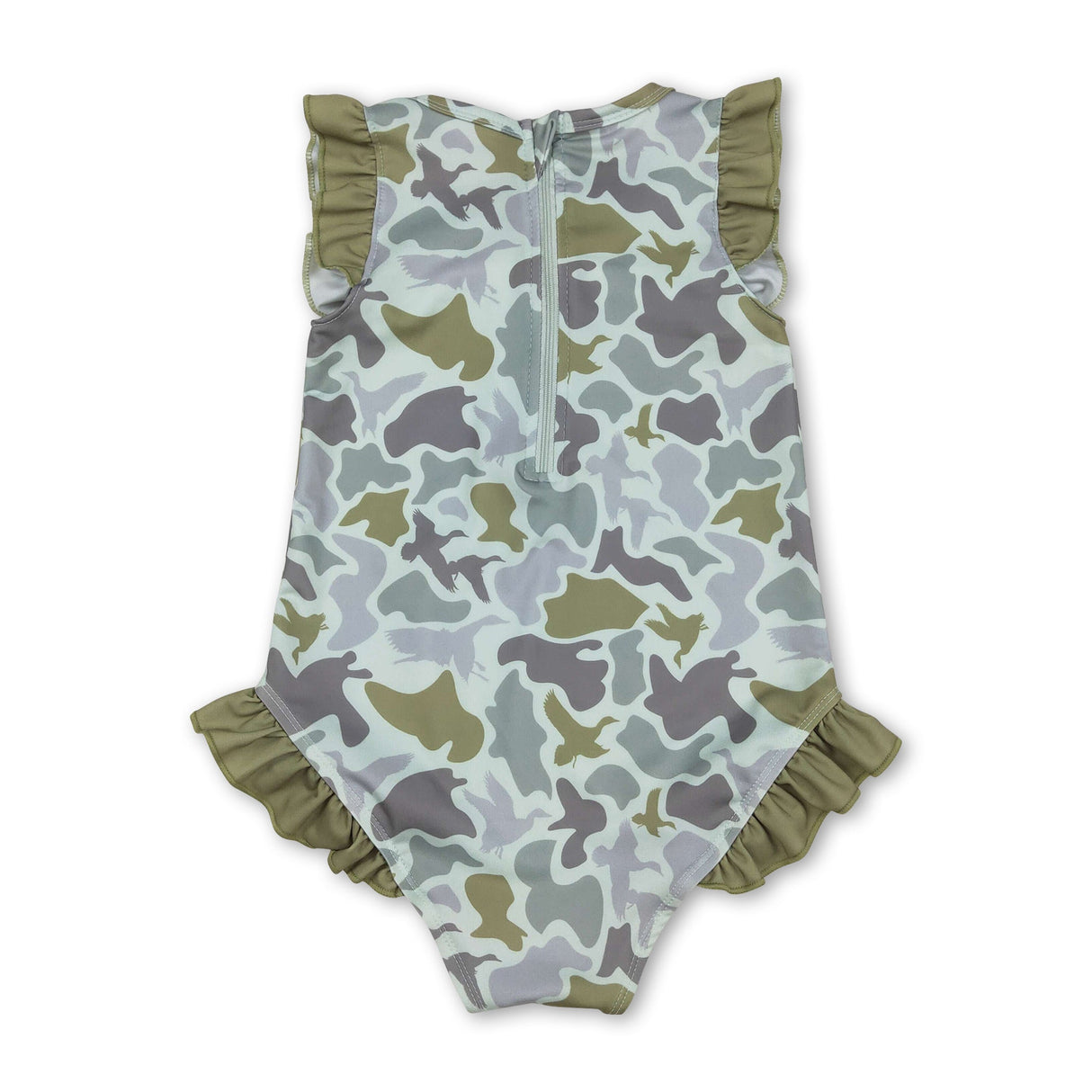 Ruffle camo duck hunting baby girls one piece swimsuit