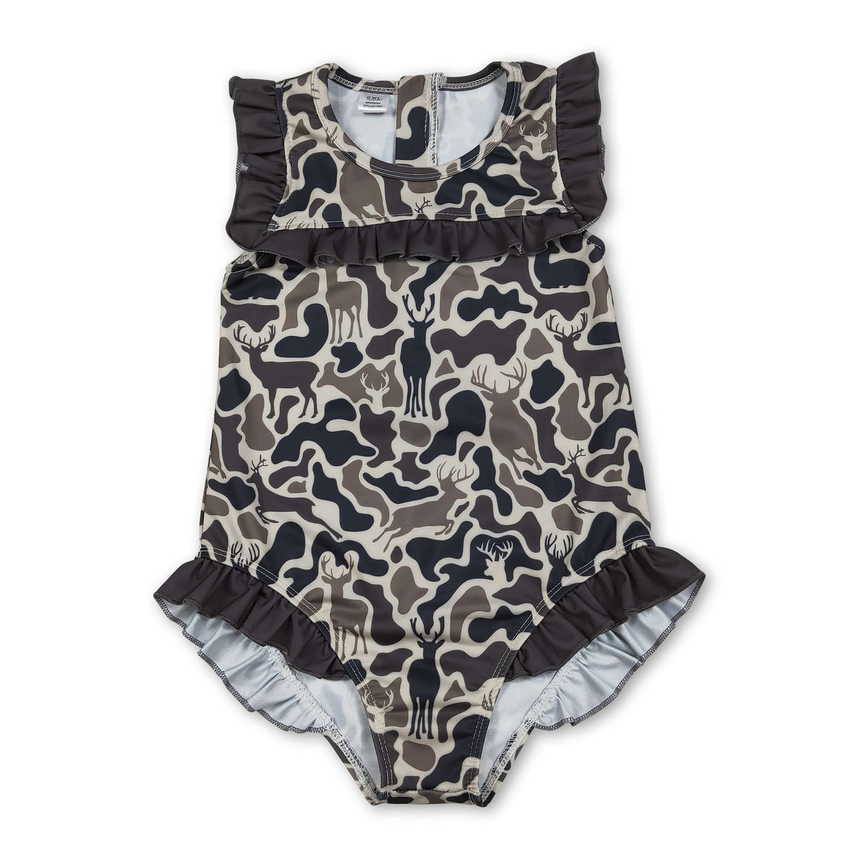 Ruffle camo deer hunting baby girls one piece swimsuit