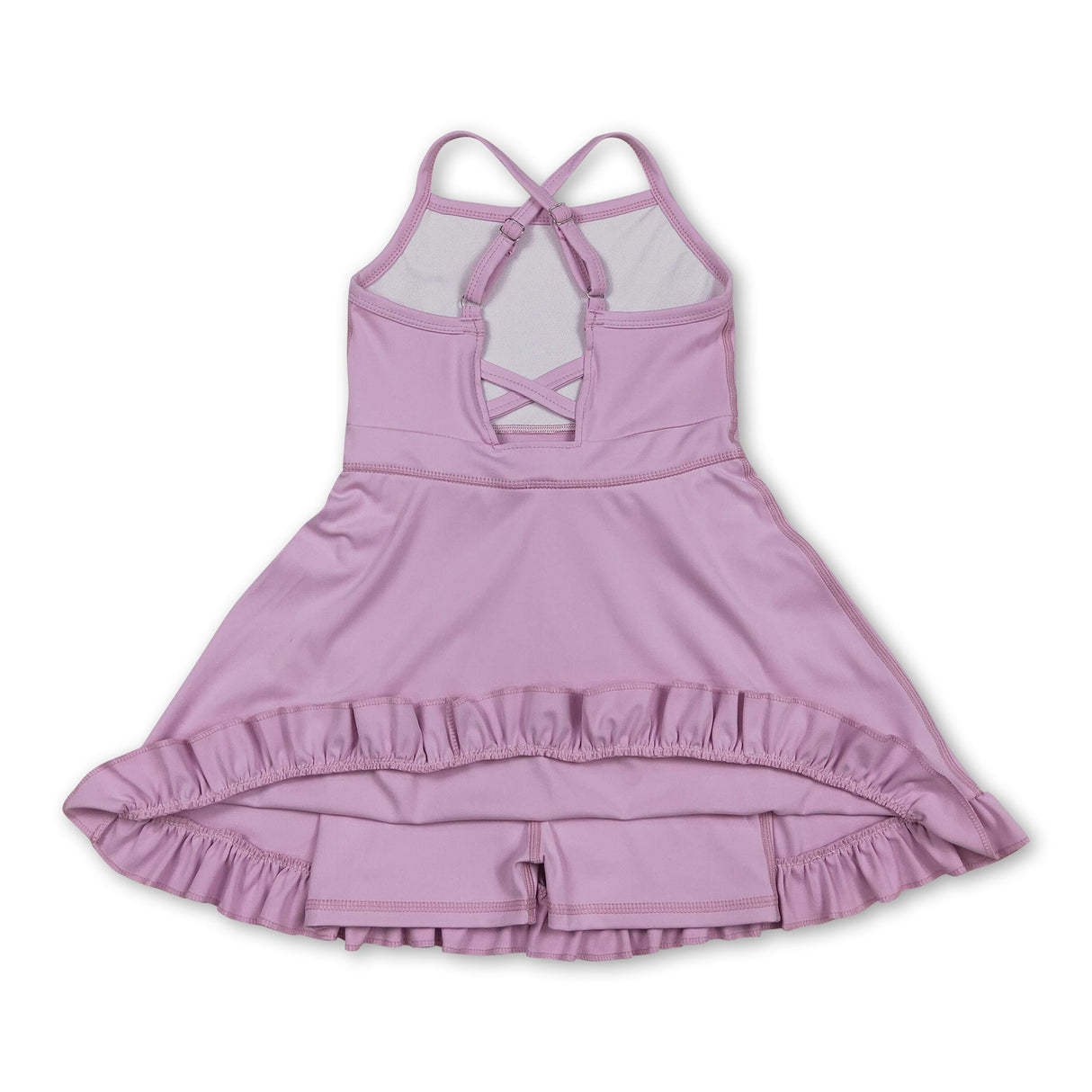 Light pink straps ruffle kids girls summer athletic dress