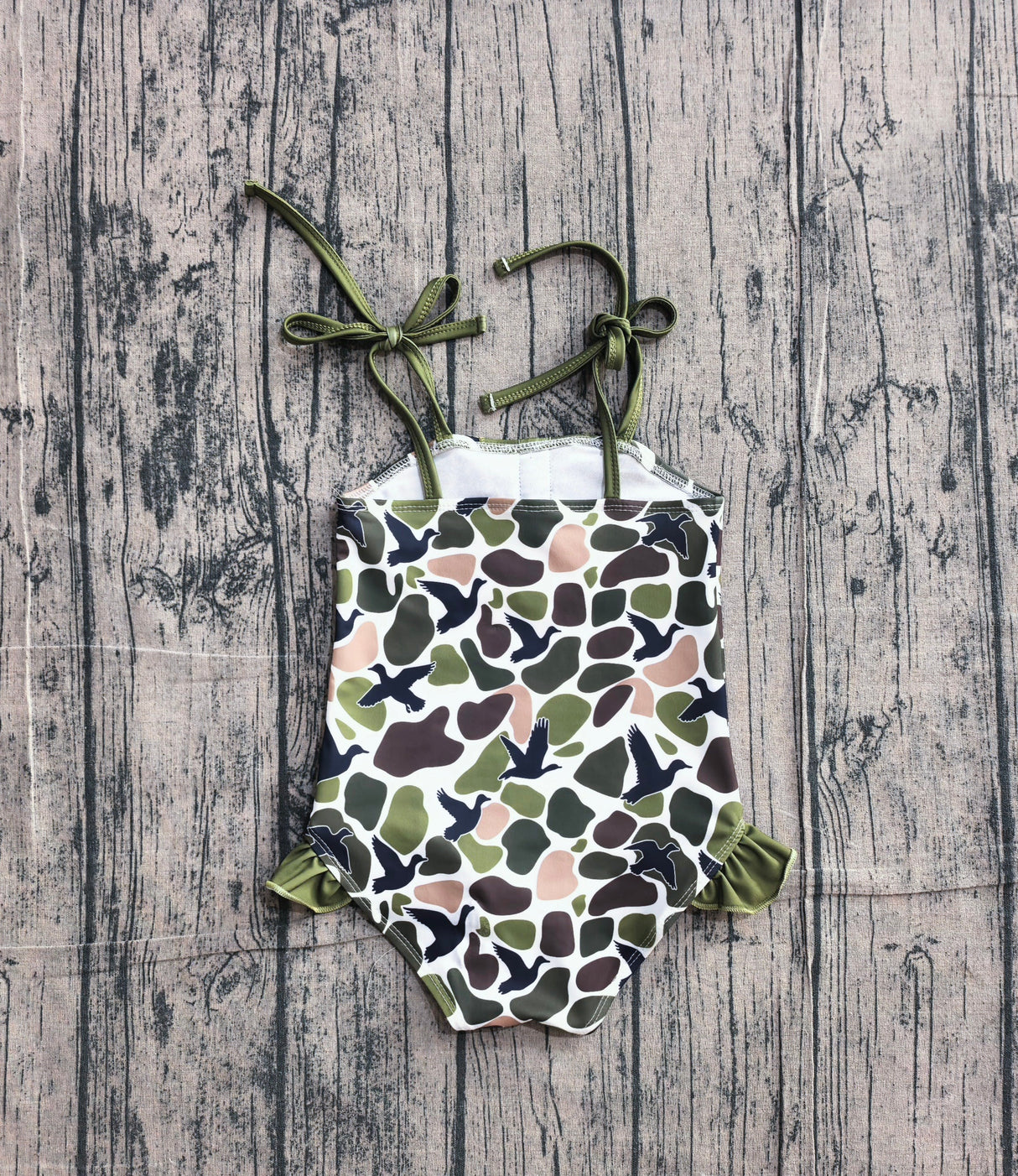 Straps duck camo hunting girls one piece swimsuit