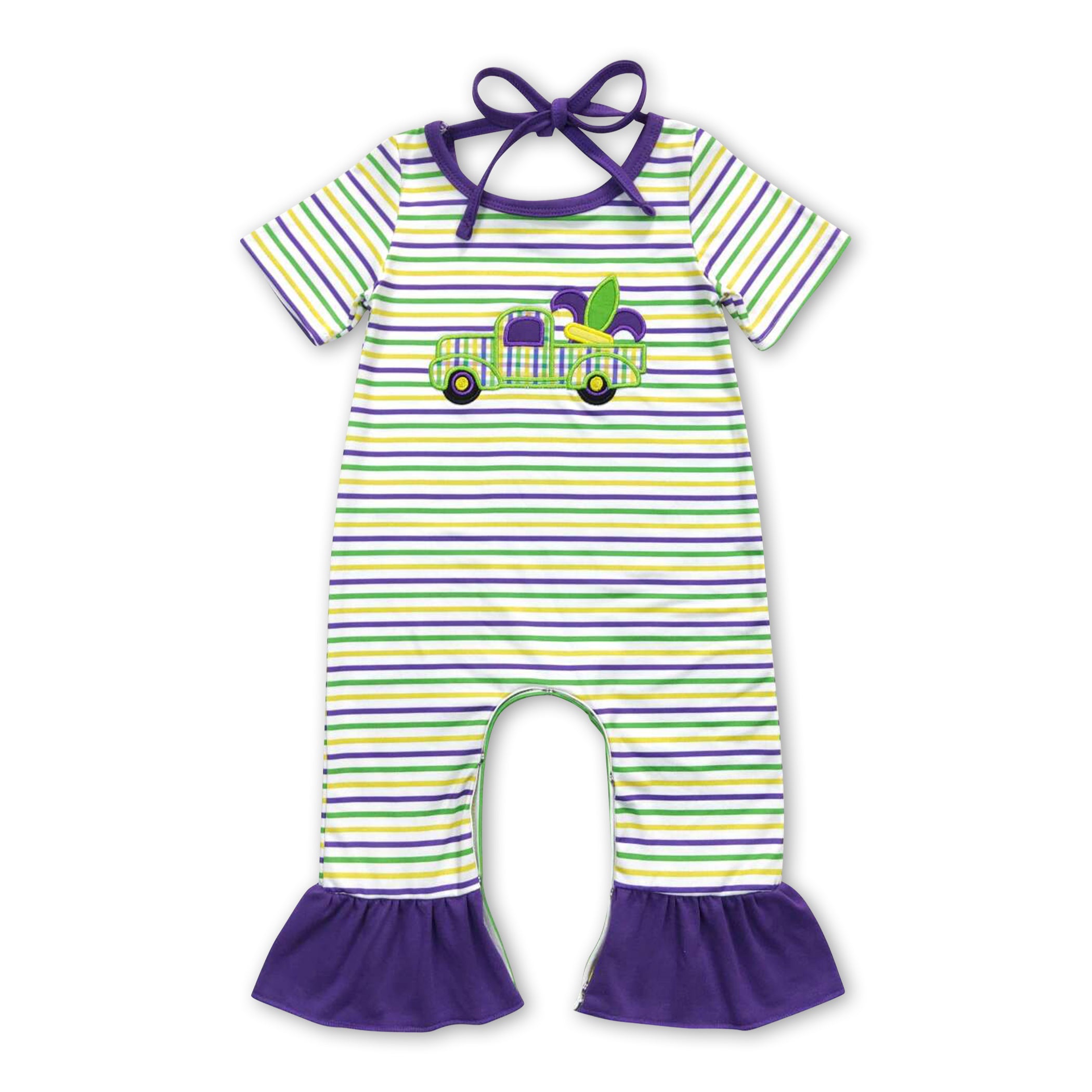 baby girl mardi gras romper