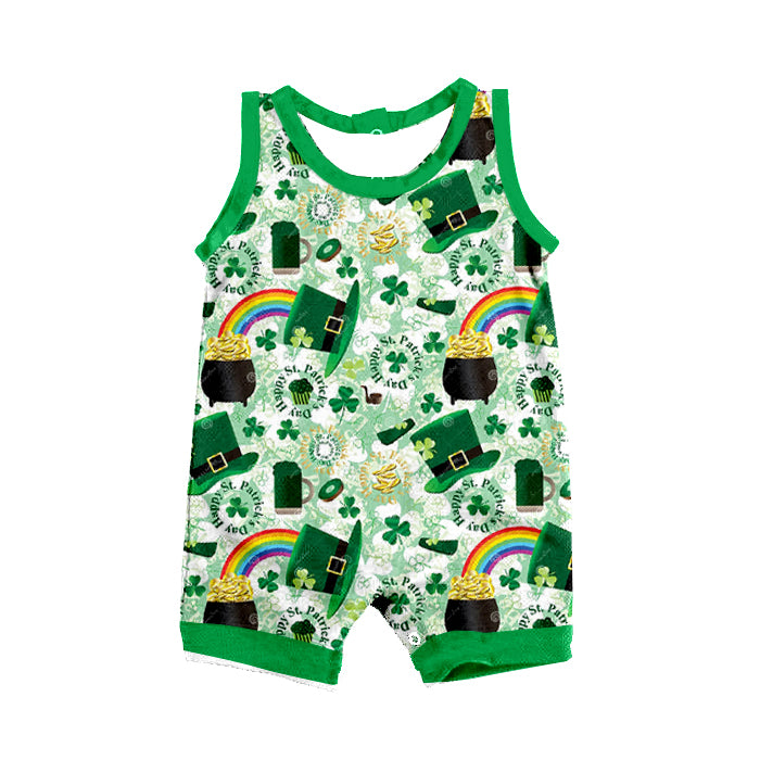 Sleeveless Happy st patrick's day baby boys romper