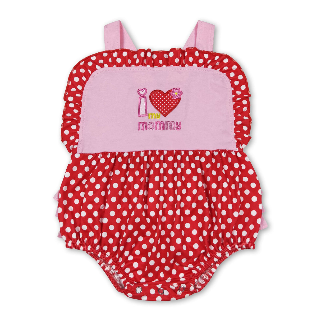 I love my mommy heart polka dots baby girls romper