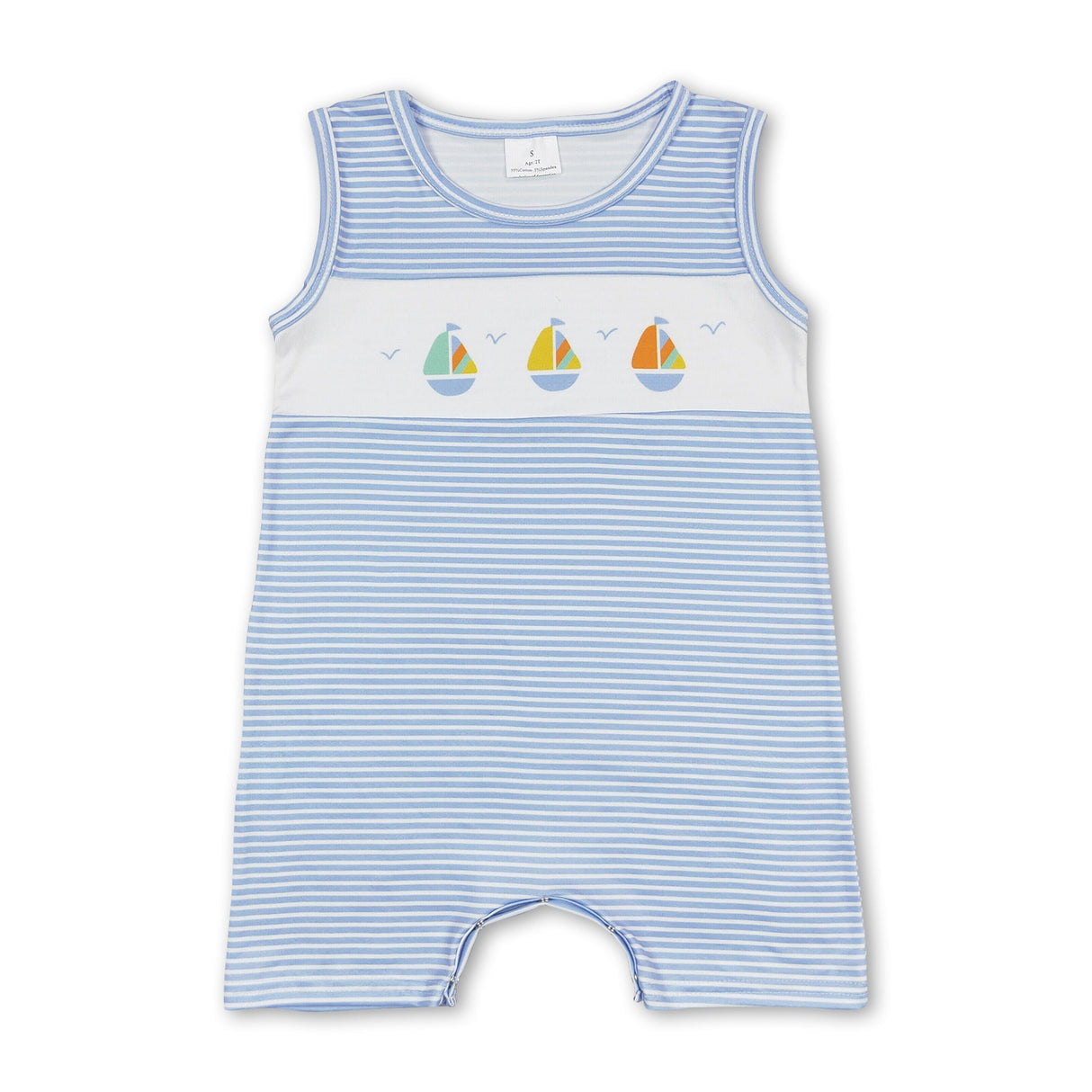 Sleeveless stripe boat baby boys summer romper