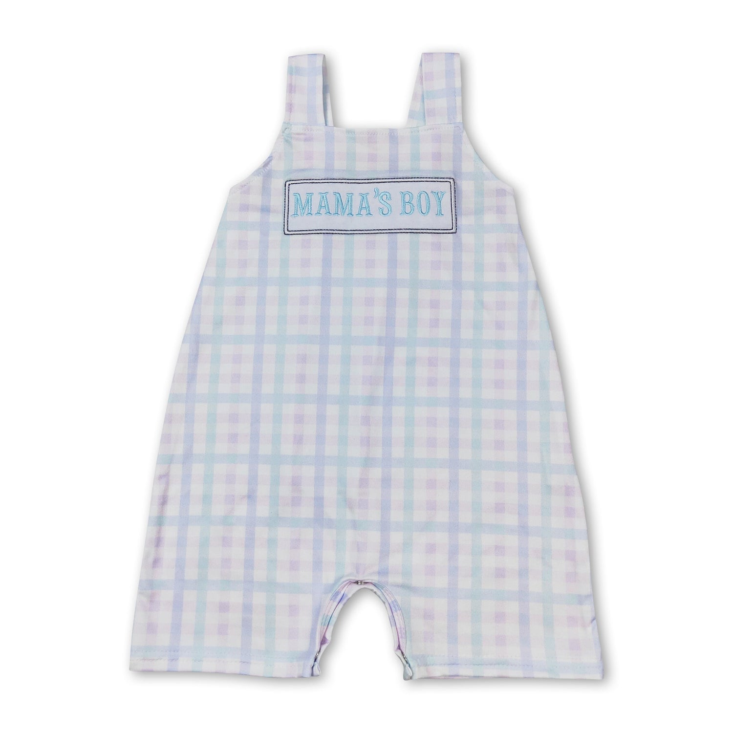 Mama's boy plaid Mother's day baby romper