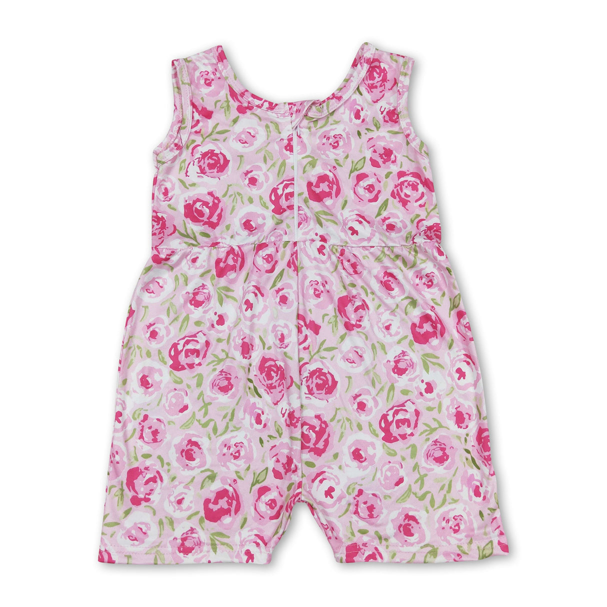 Sleeveless hot pink floral baby girls jumpsuit