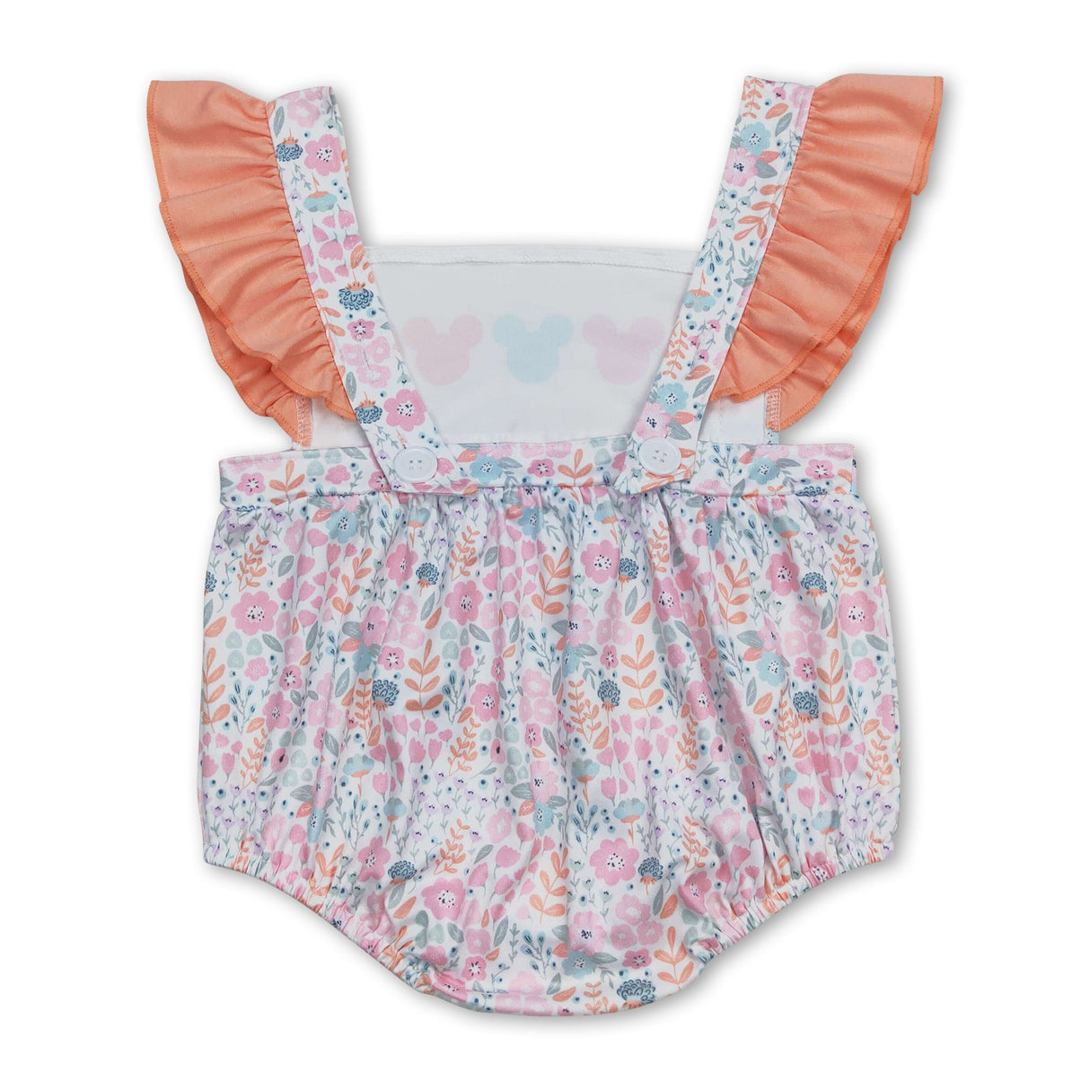 Flutter sleeves floral mouse baby girls romper