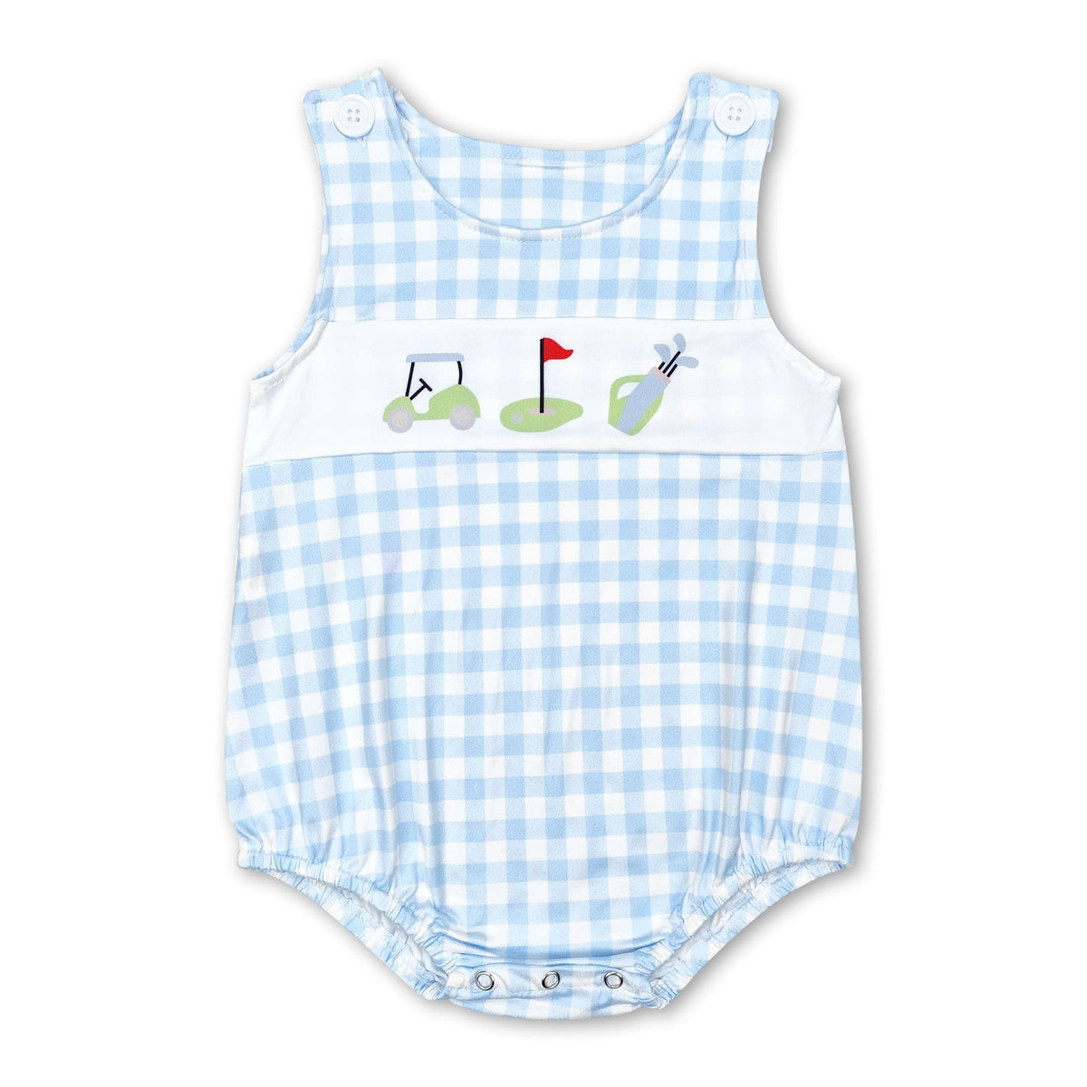Sleeveless plaid golf baby boys summer romper