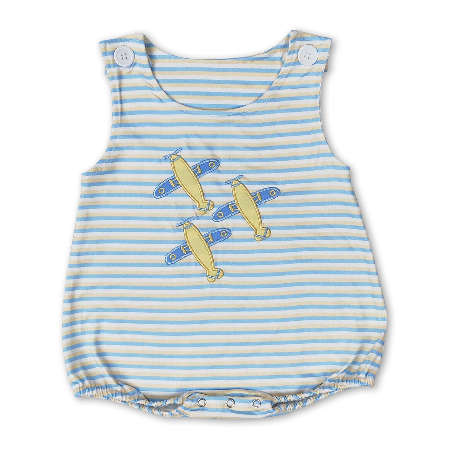 Sleeveless stripe airplane baby boys romper