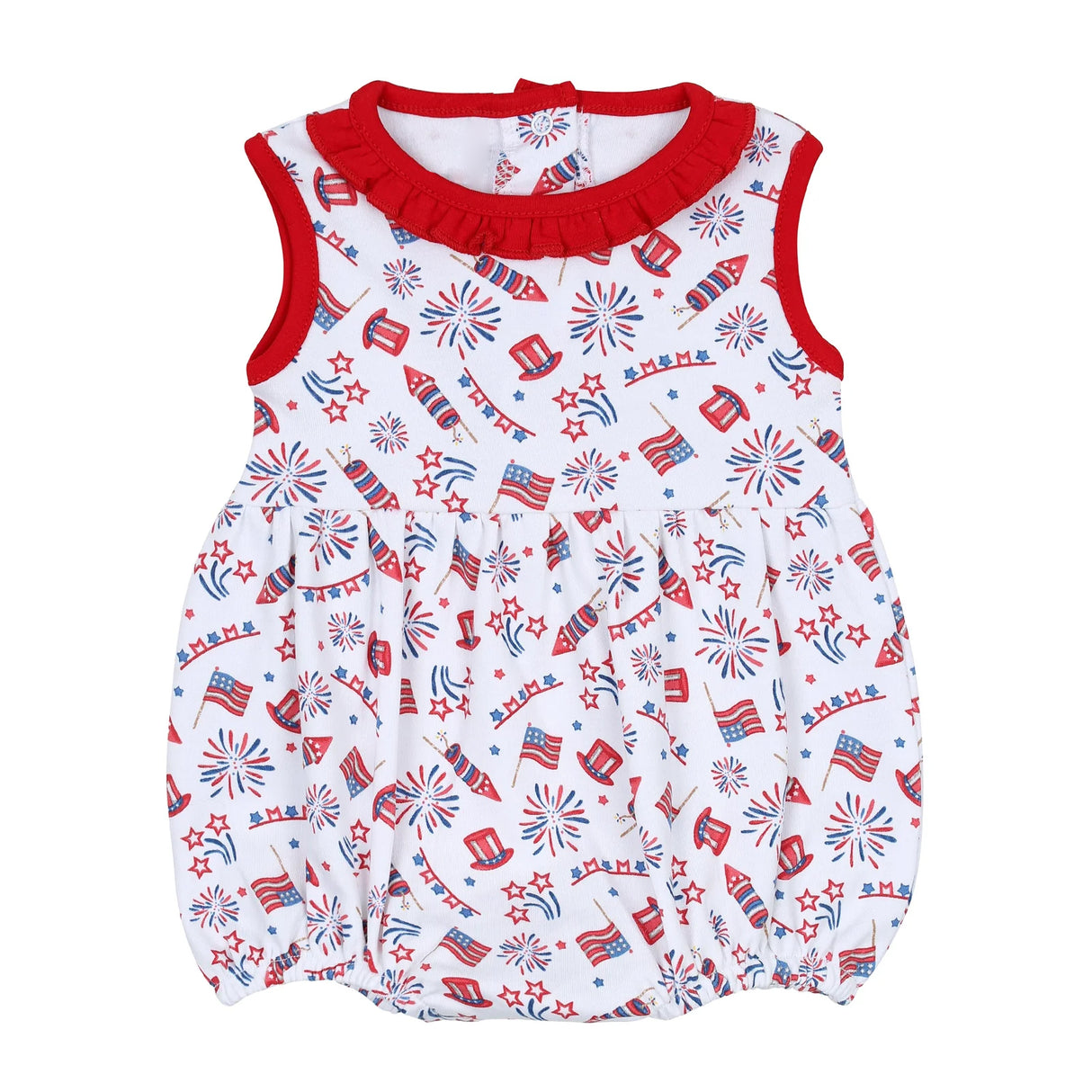 Sleeveless firework flag baby girls 4th of july romper