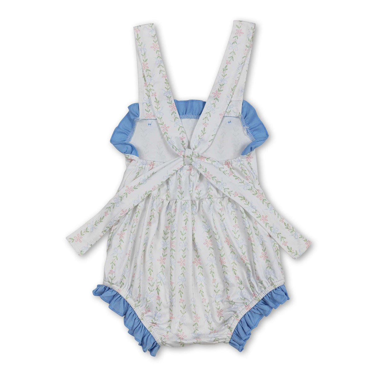 Straps light blue floral baby girls summer romper