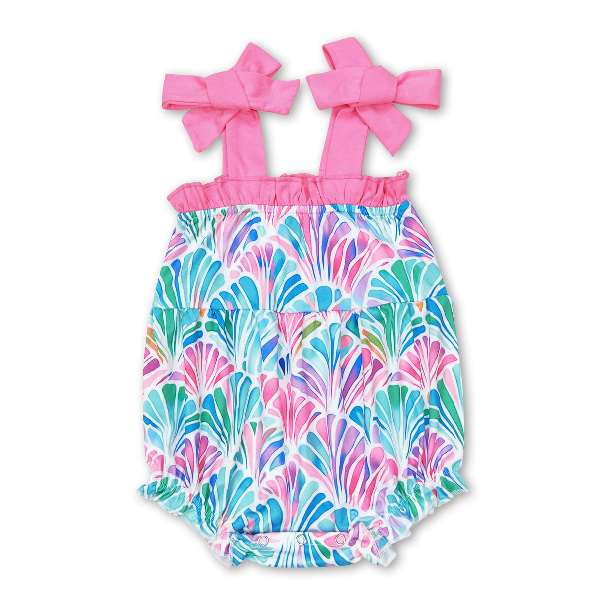 Straps watercolor shell baby girls summer romper