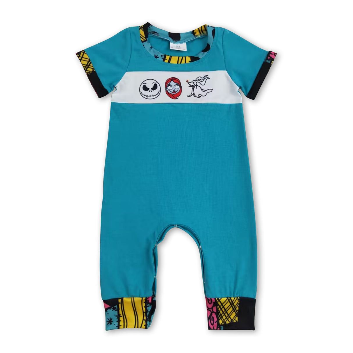 Short sleeves patchwork baby boy Halloween romper