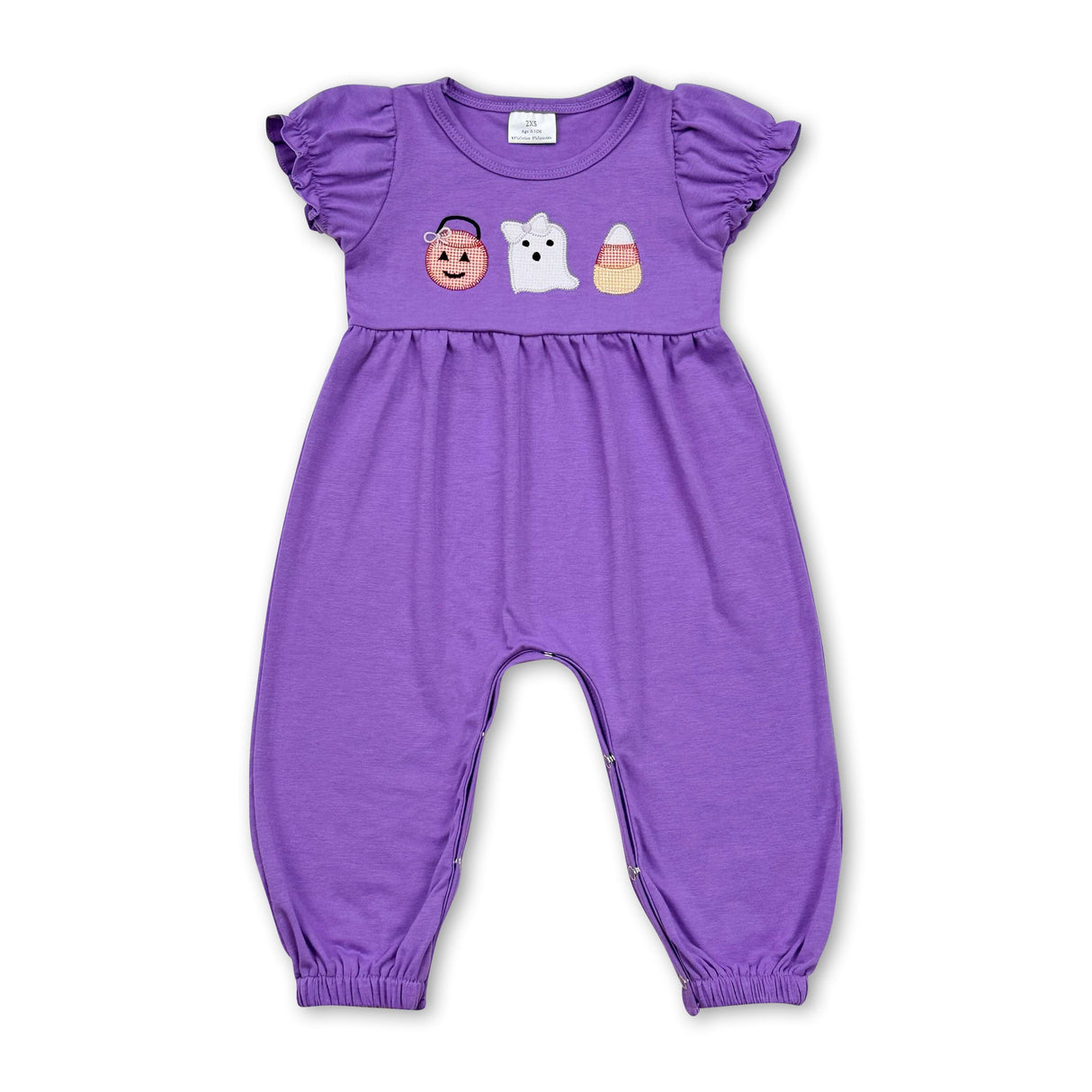 Lavender basket ghost candy corn baby girls Halloween romper