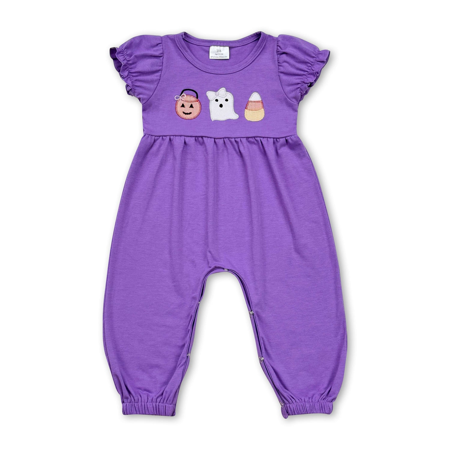 Lavender basket ghost candy corn baby girls Halloween romper