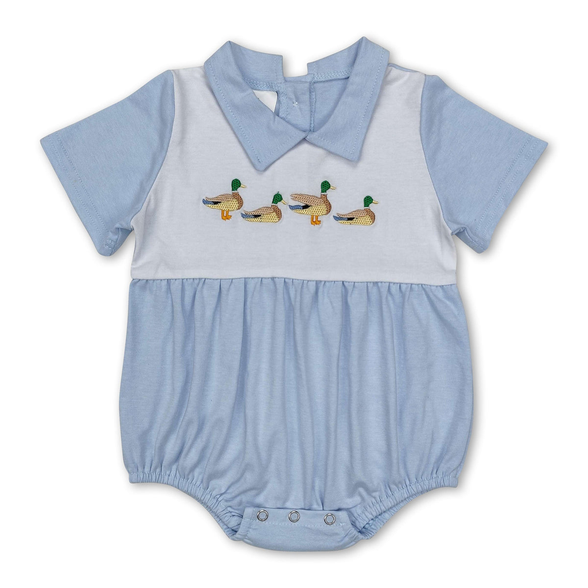 Mint Green Duck Romper & Lilac Pant Set with Vest & Bow – Baby Boys Outfit main image 1
