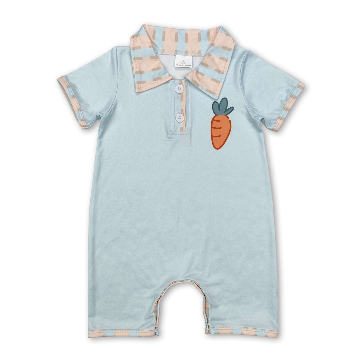 Short sleeves carrot baby boys Easter polo romper