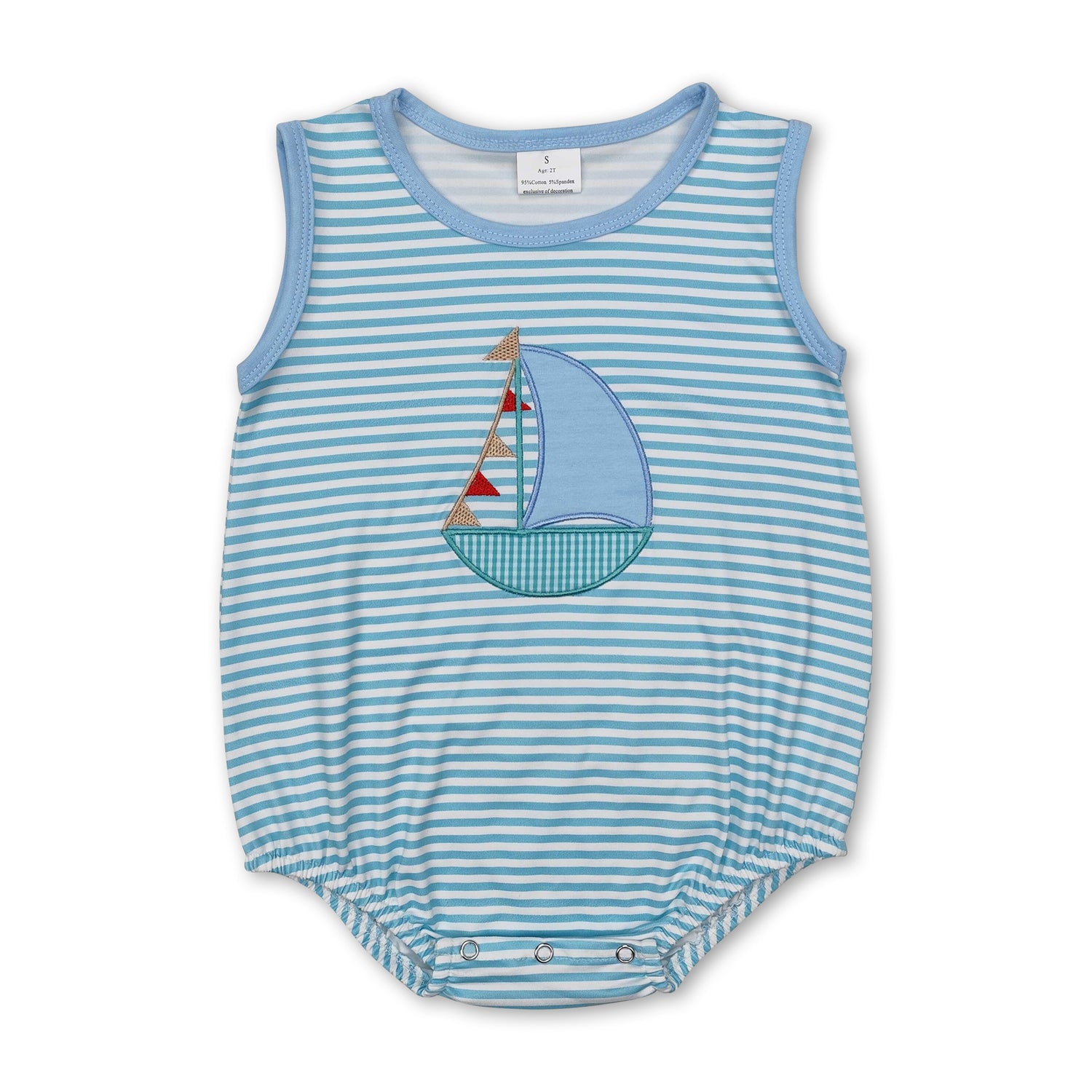 Sleeveless stripe boat baby boy summer romper