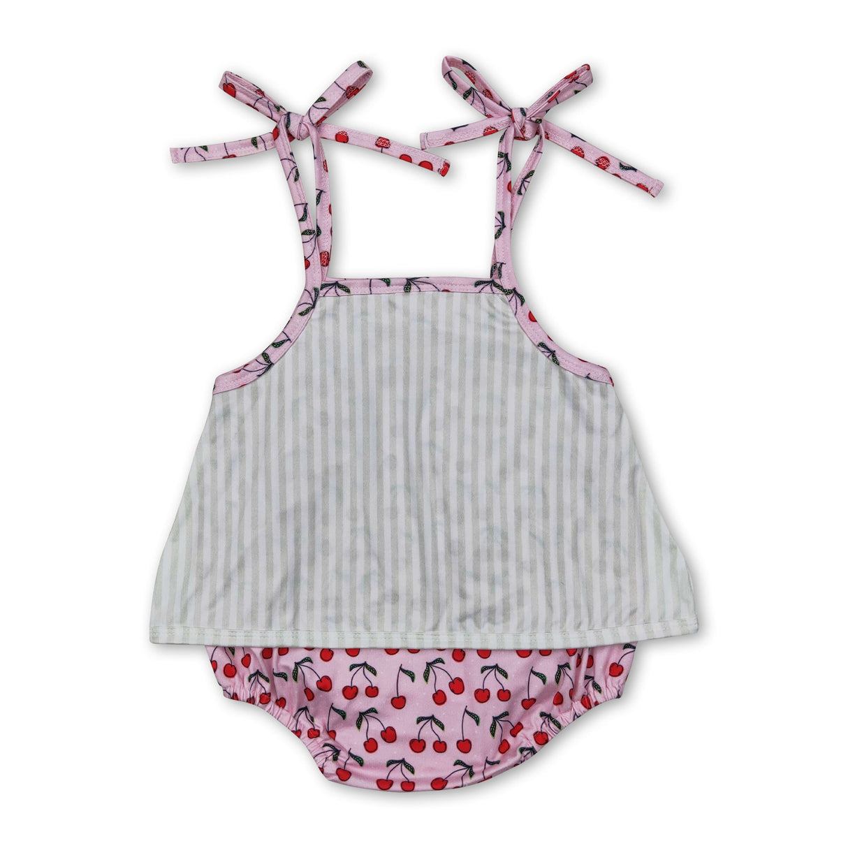 Straps stripe cherry baby girls summer romper