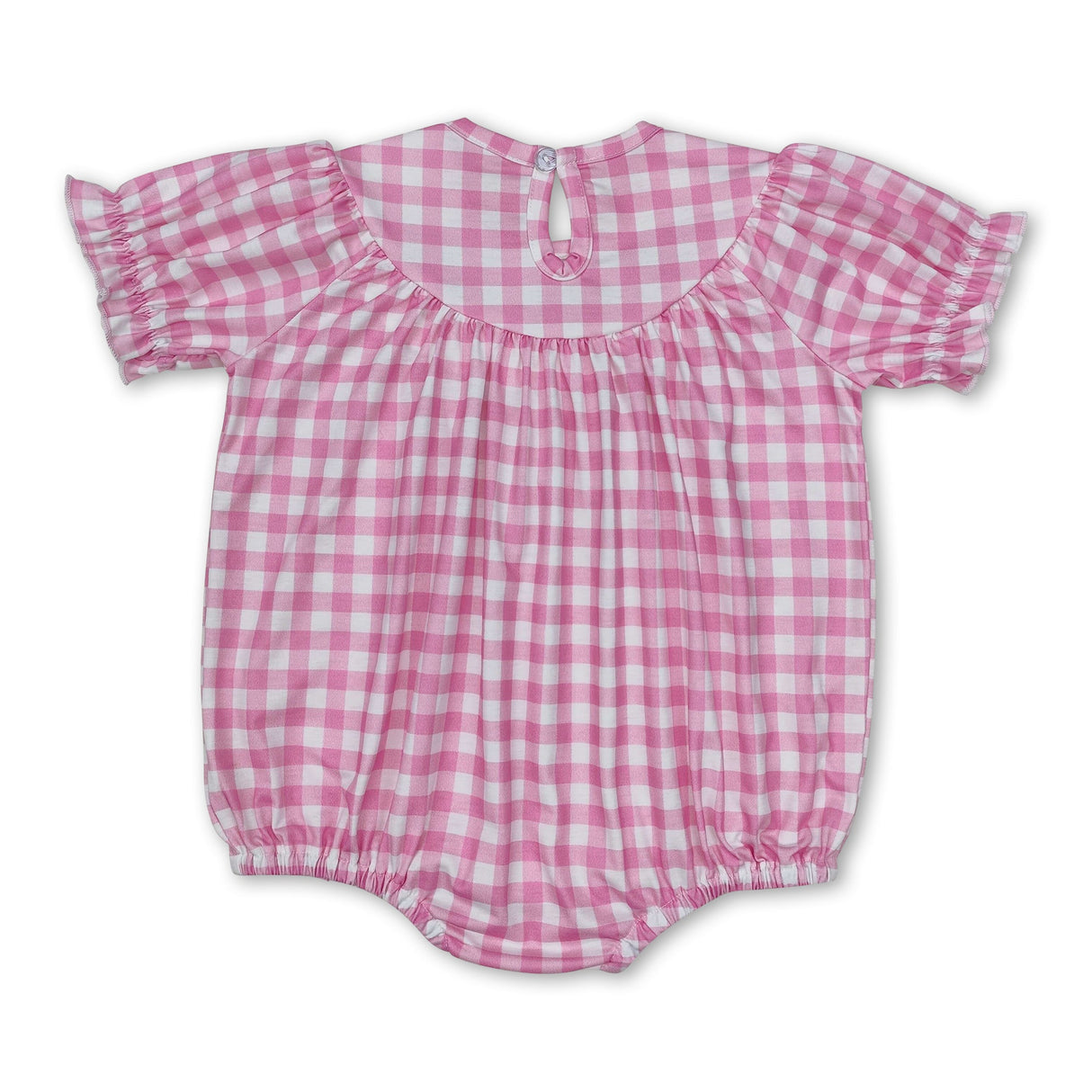 Short sleeves pink bow baby girls summer romper