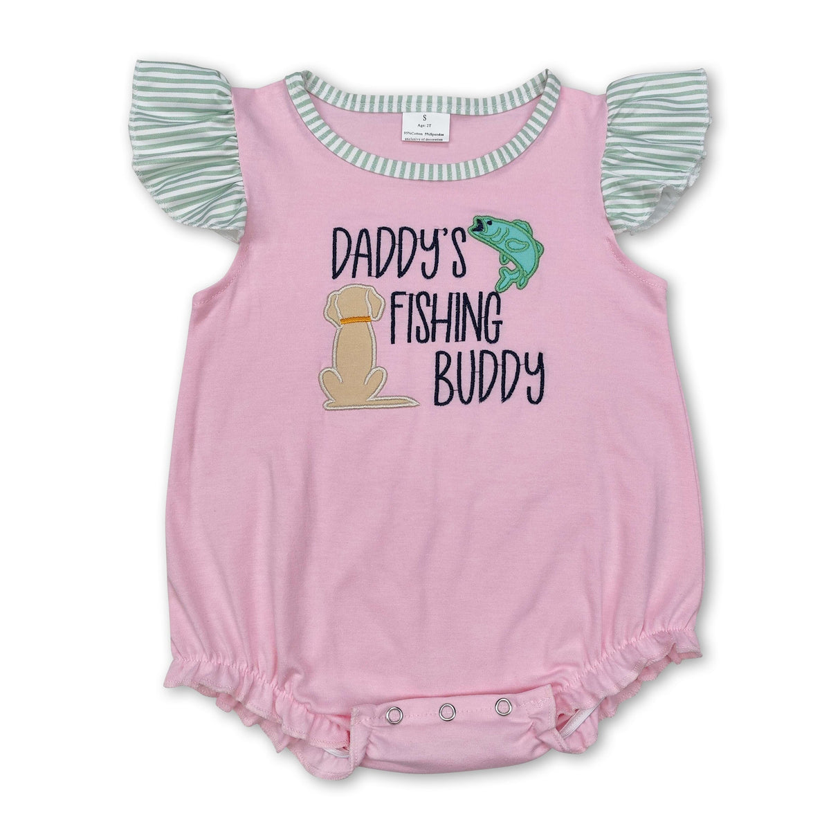 Flutter sleeves daddy's fishing buddy baby girl romper