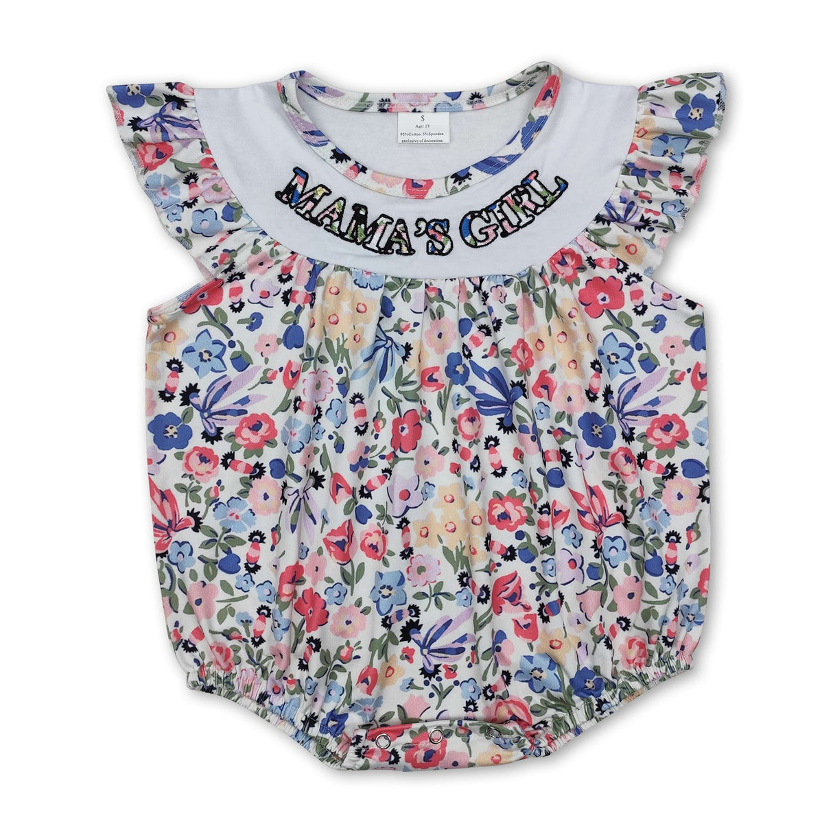 Flutter sleeves mama's girl floral baby girls romper