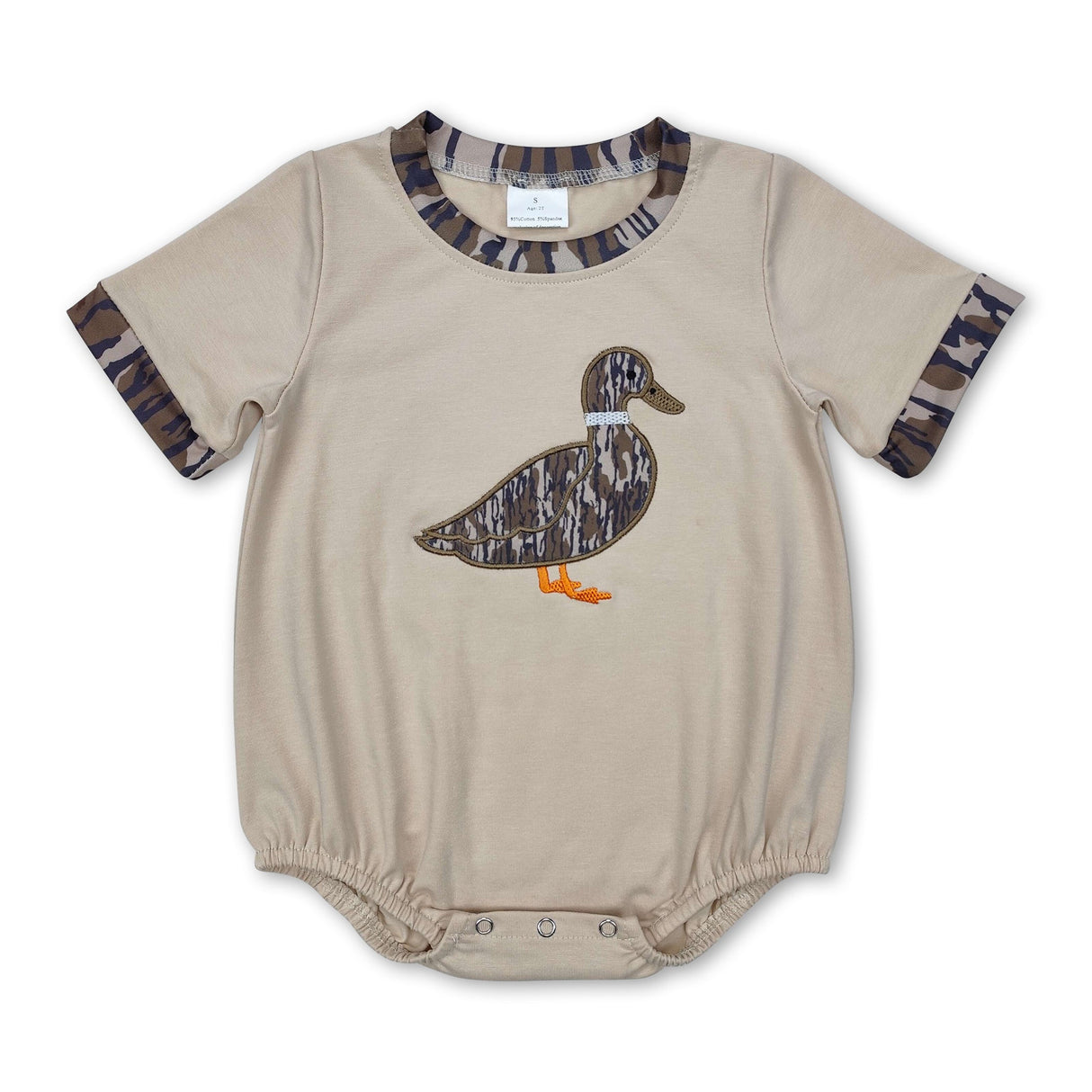 Camo short sleeves duck baby boy romper