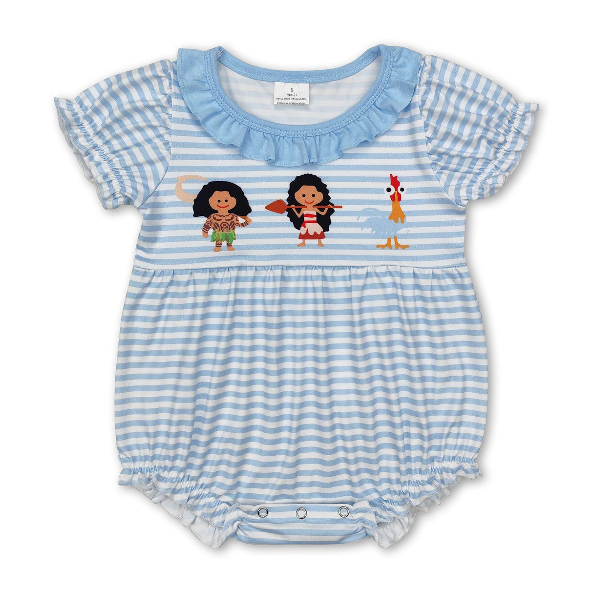 Light blue stripe princess chicken baby girls romper