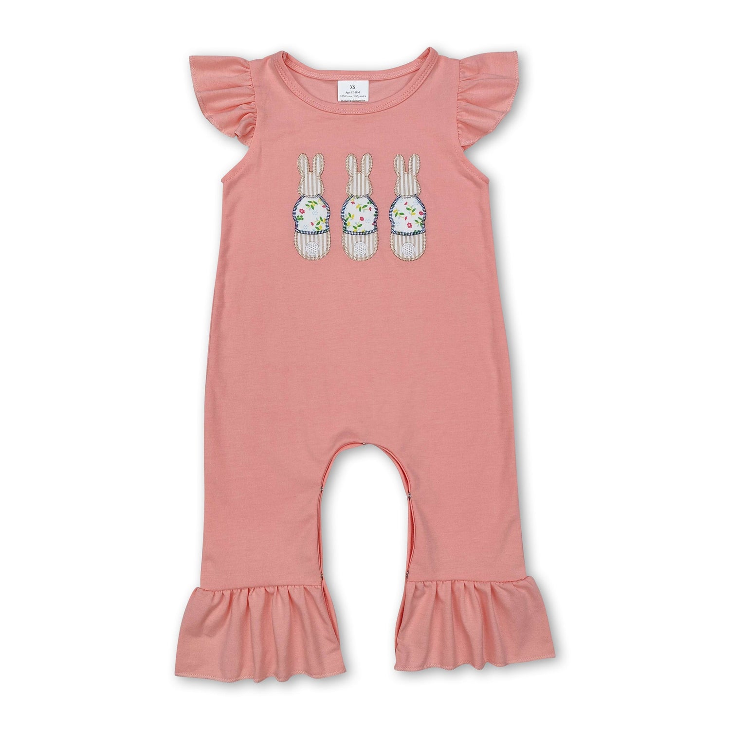 Flutter sleeves bunny baby girl Easter romper