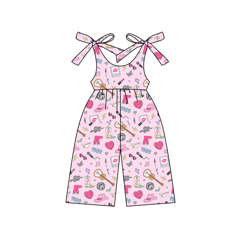 Straps pink boots heart singer girls jumpsuit
