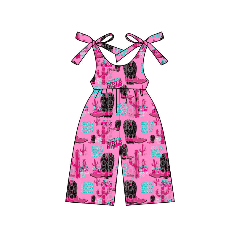 Let's go girls cactus boots western kids jumpsuit