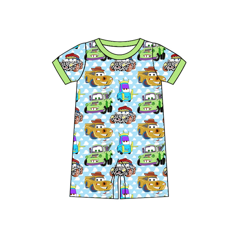 Short sleeves cars toy baby boy summer romper