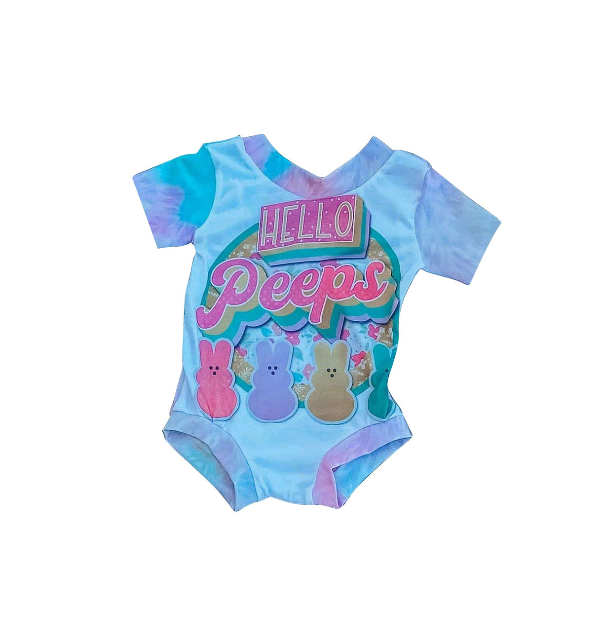 Short sleeves hello peeps baby girls Easter romper