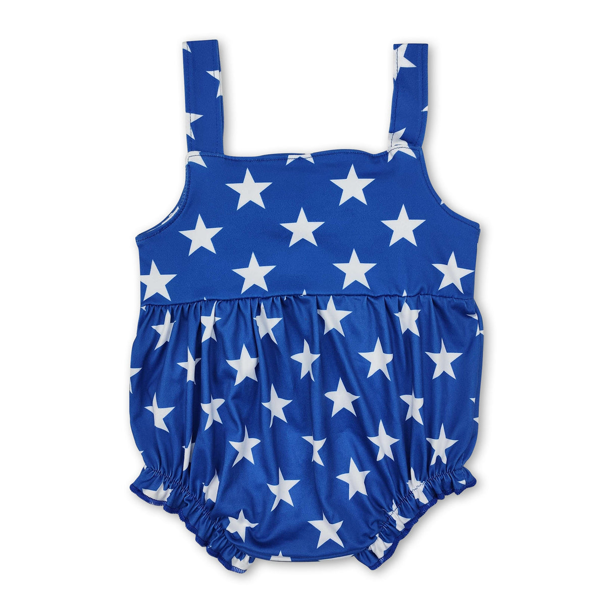 Blue stars strap red bow baby girls 4th of july romper