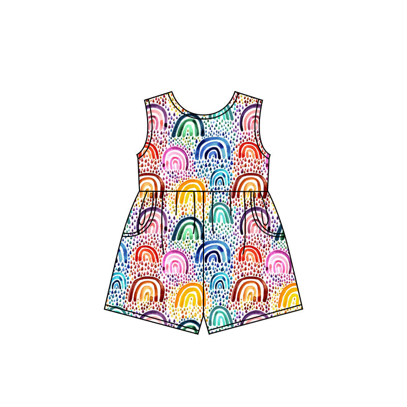 Sleeveless colorful rainbow baby girls jumpsuit
