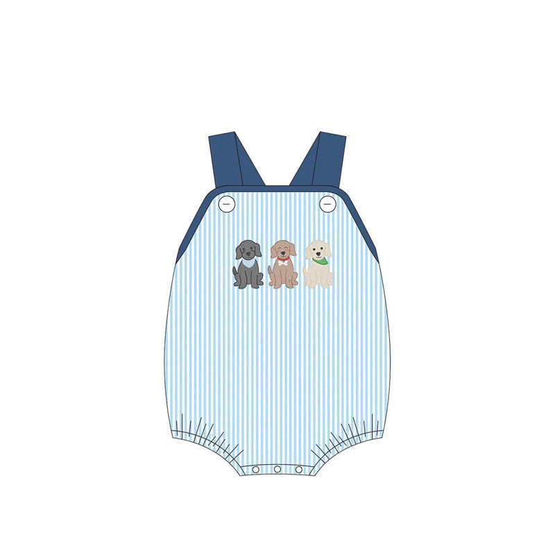 Straps stripe dogs baby boy summer romper