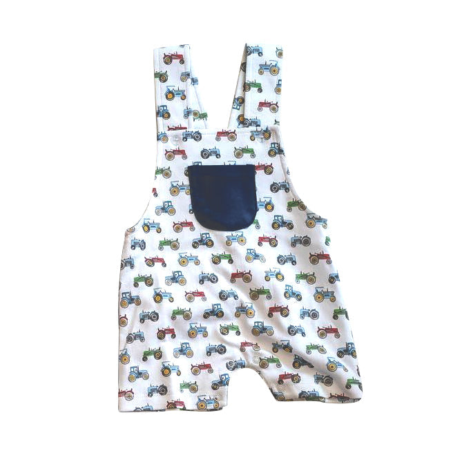Straps tractor pocket baby boy farm romper