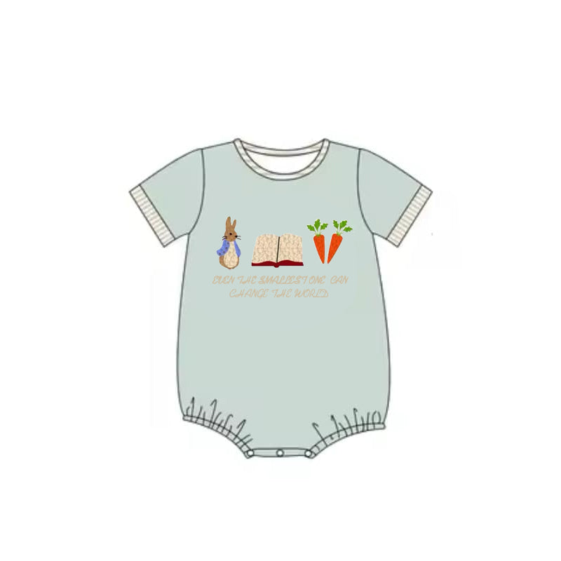 Short sleeves rabbit carrot baby boy Easter romper