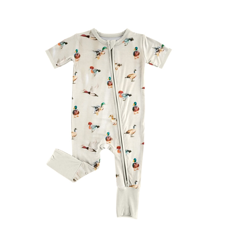 Short sleeves duck baby kids zipper romper