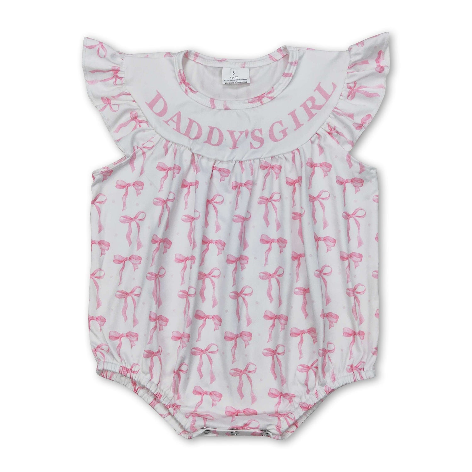 Daddy's girl pink bow baby girls summer romper