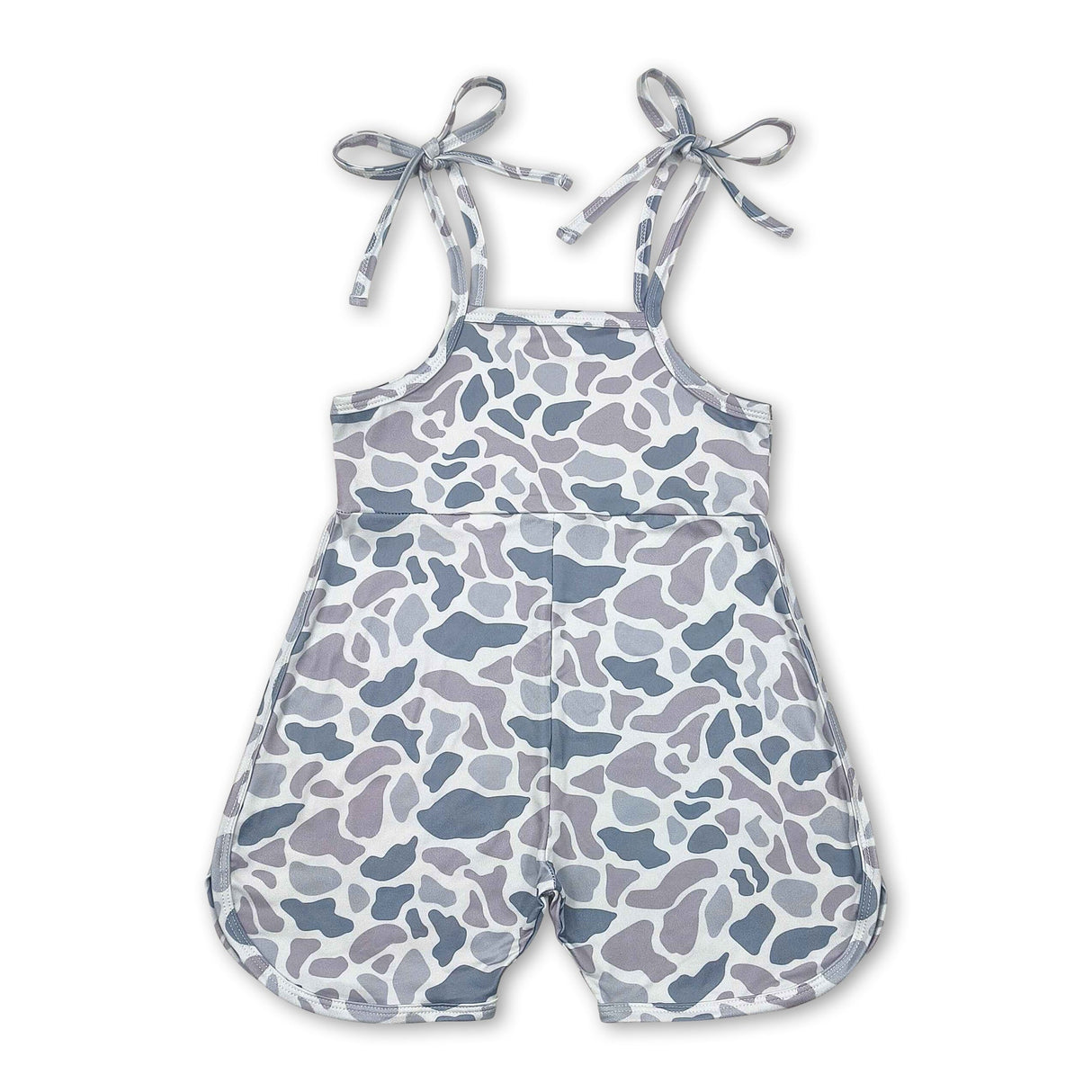 Grey camo straps shorts length kids girls jumpsuit