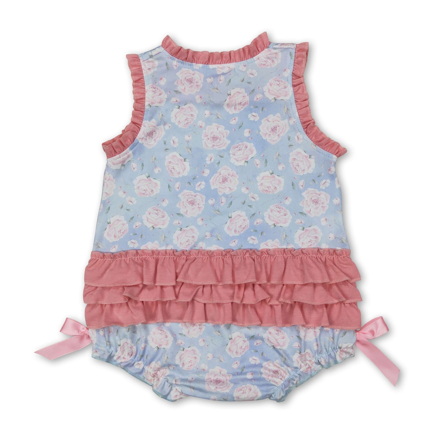 Sleeveless floral little sister baby girls summer romper