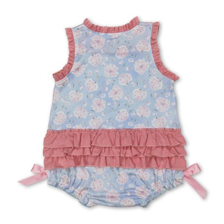 Sleeveless floral little sister baby girls summer romper