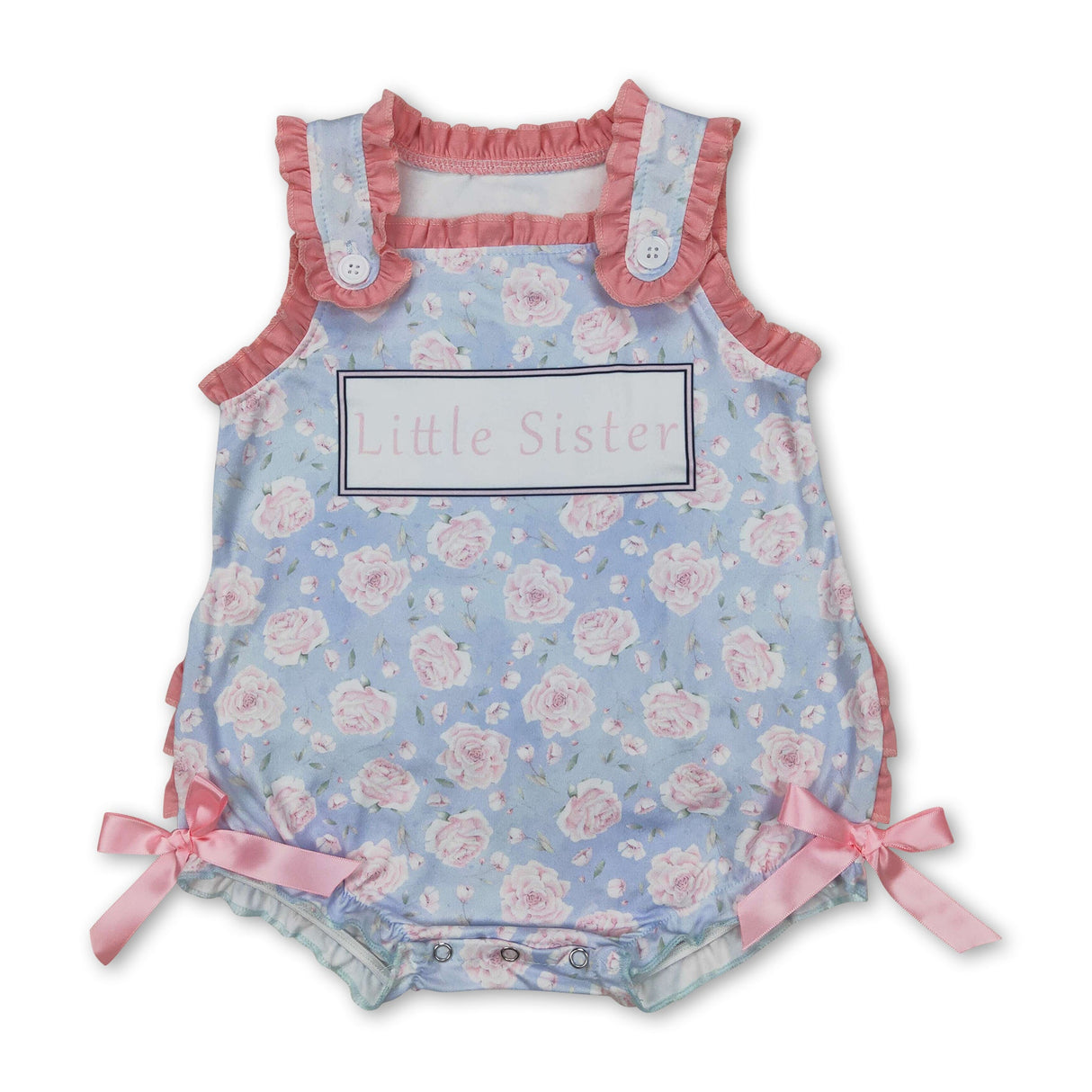 Sleeveless floral little sister baby girls summer romper