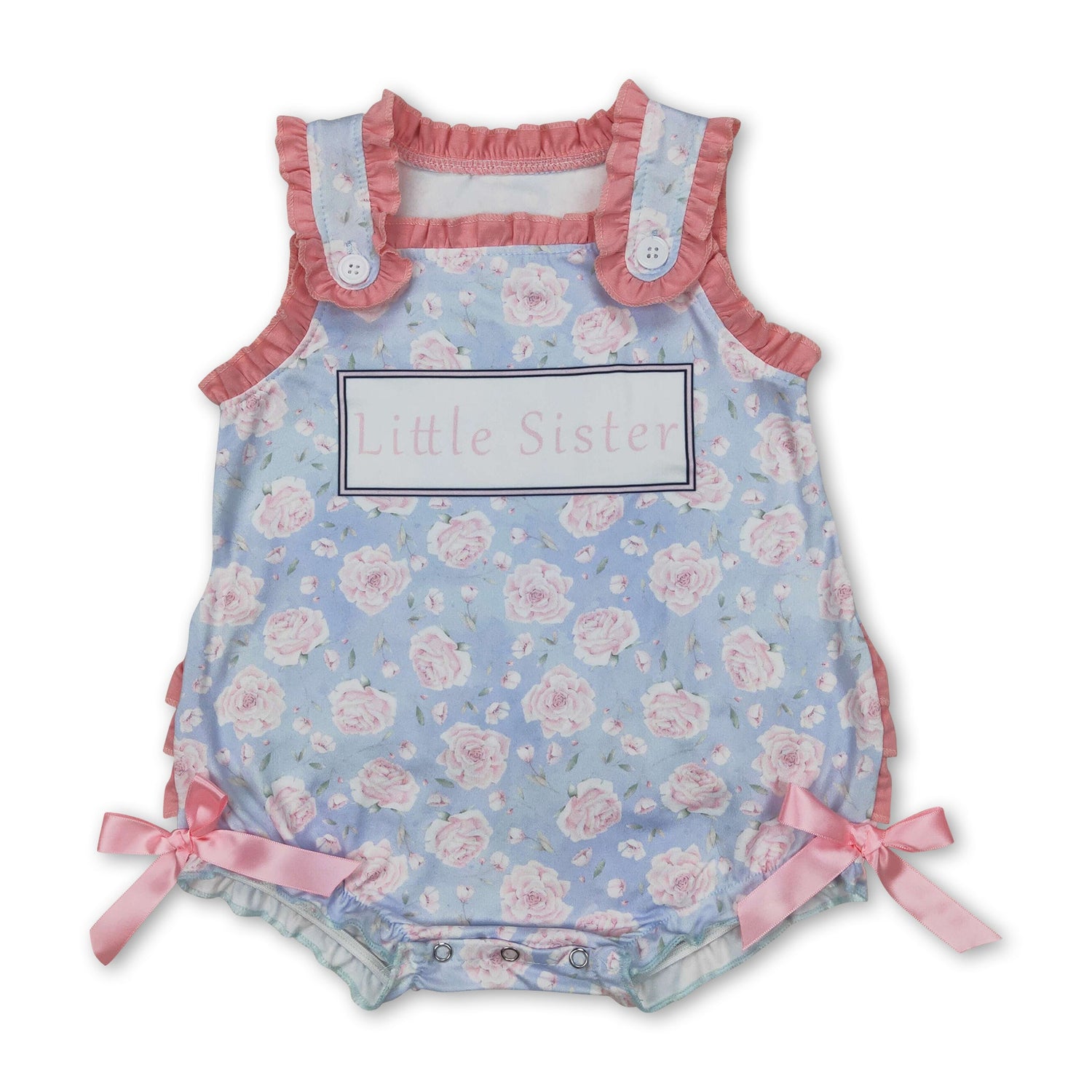 Sleeveless floral little sister baby girls summer romper