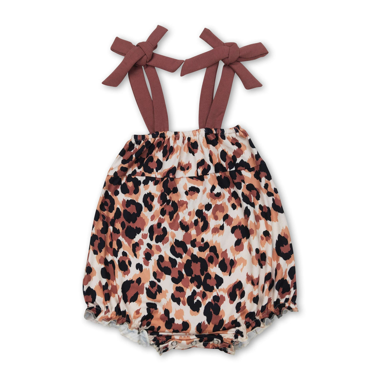 Brown straps leopard baby girls summer romper