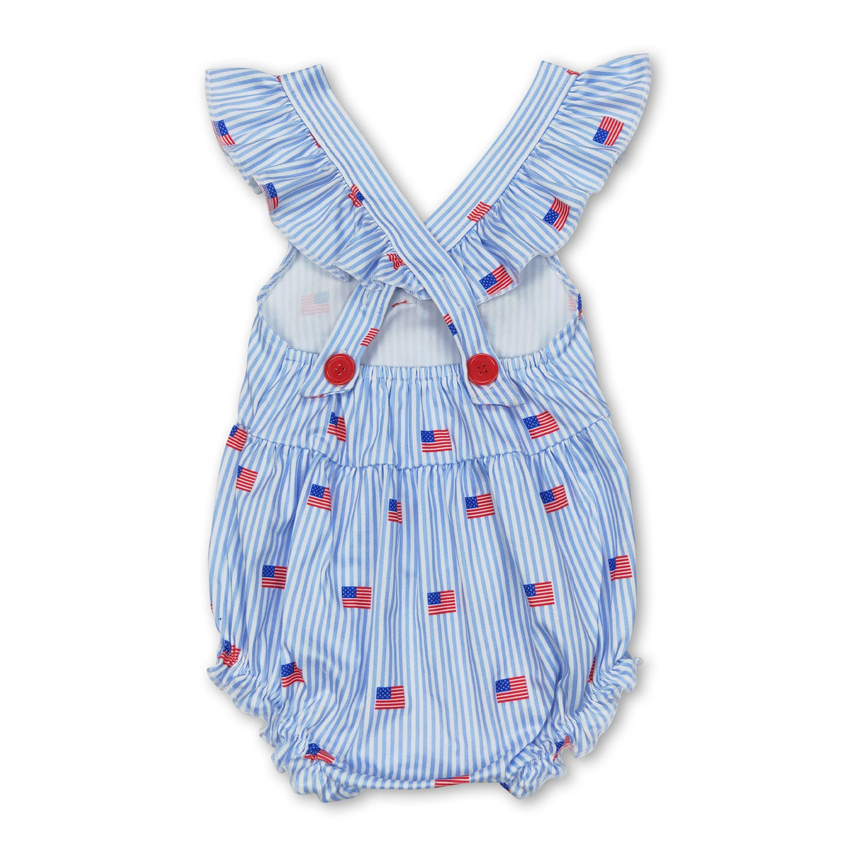 Flutter sleeves stripe flag baby girls 4th of july romper