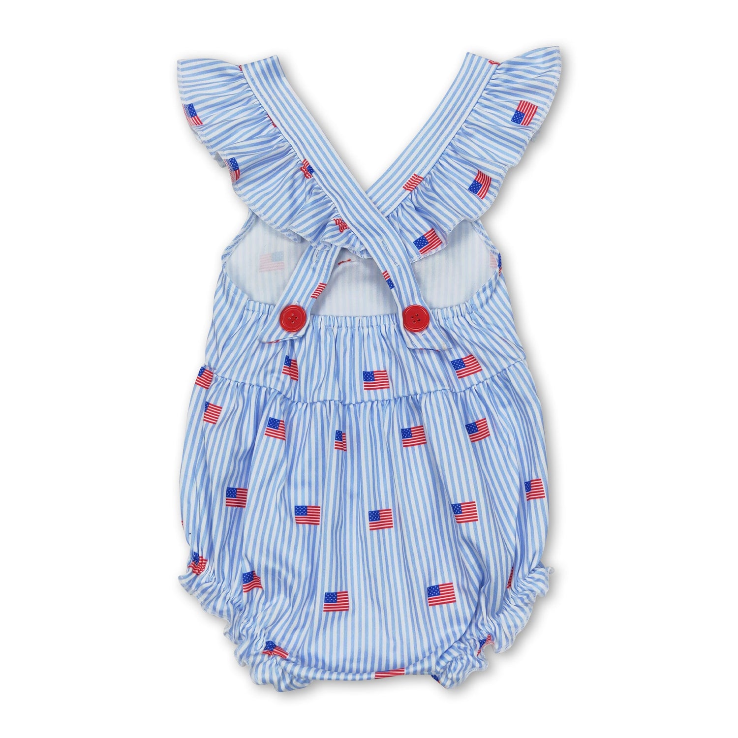 Flutter sleeves stripe flag baby girls 4th of july romper