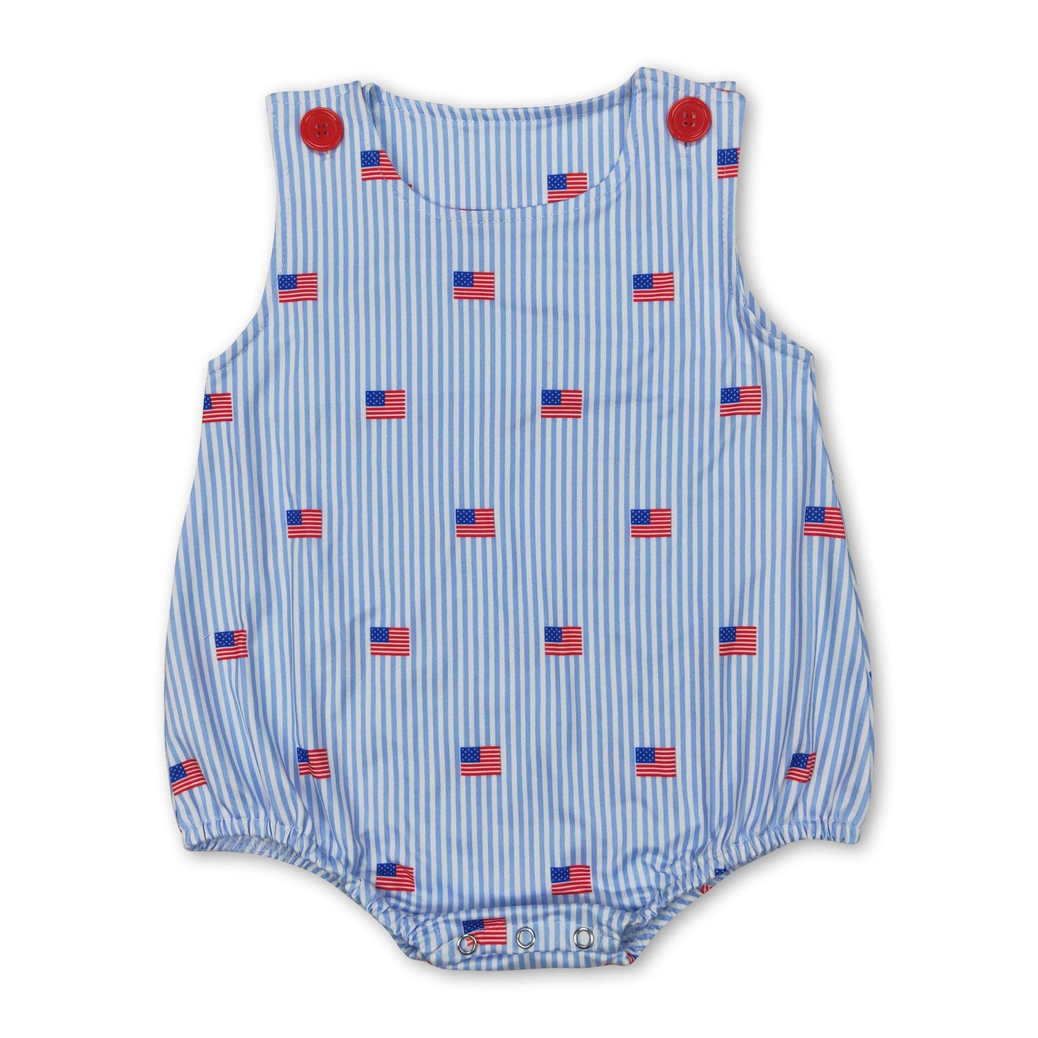 Sleeveless stripe flag baby boys 4th of july romper